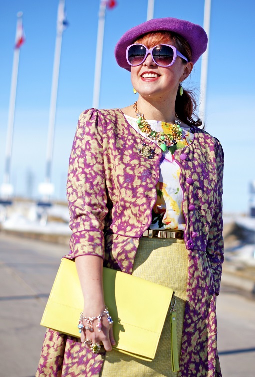 Winnipeg Fashion Blog, Canadian Fashion Blog, Winnipeg Stylist, Royal Canadian Mint Country Flags, Darling Clothes purple green, printed linen topper coat, Joe Fresh flower print white top, Banana Republic pale yellow pastel tweed cotton linen pencil skirt, Jessica purple patterned fishnet tights, BCBG Max Azria gold bow green belt, Natasha Winners green stone crystal statment necklace, Deanne Watson Jewelry green earrings, Swarovski crystal charm bracelet, Danier Object designer collection citron leather clutch bag, Wayne Clark green frog crystal ring, Natasha green crystal frog brooch pin, Avon purple dragon fly cuff watch, Parkhurst purple wool beret hat, Icing purple pink polka dot sunglasses, Fluevog limited edition lime green dark purple white Mini Gorgeous leather hourglass chunky heels Winnipeg Fashion Blog, Canadian Fashion Blog, Winnipeg Stylist, Royal Canadian Mint Country Flags, Darling Clothes purple green, printed linen topper coat, Joe Fresh flower print white top, Banana Republic pale yellow pastel tweed cotton linen pencil skirt, Jessica purple patterned fishnet tights, BCBG Max Azria gold bow green belt, Natasha Winners green stone crystal statment necklace, Deanne Watson Jewelry green earrings, Swarovski crystal charm bracelet, Danier Object designer collection citron leather clutch bag, Wayne Clark green frog crystal ring, Natasha green crystal frog brooch pin, Avon purple dragon fly cuff watch, Parkhurst purple wool beret hat, Icing purple pink polka dot sunglasses, Fluevog limited edition lime green dark purple white Mini Gorgeous leather hourglass chunky heels